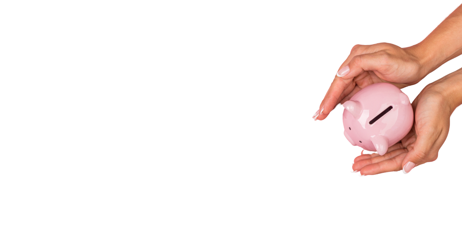 Piggy bank held in a woman's hands